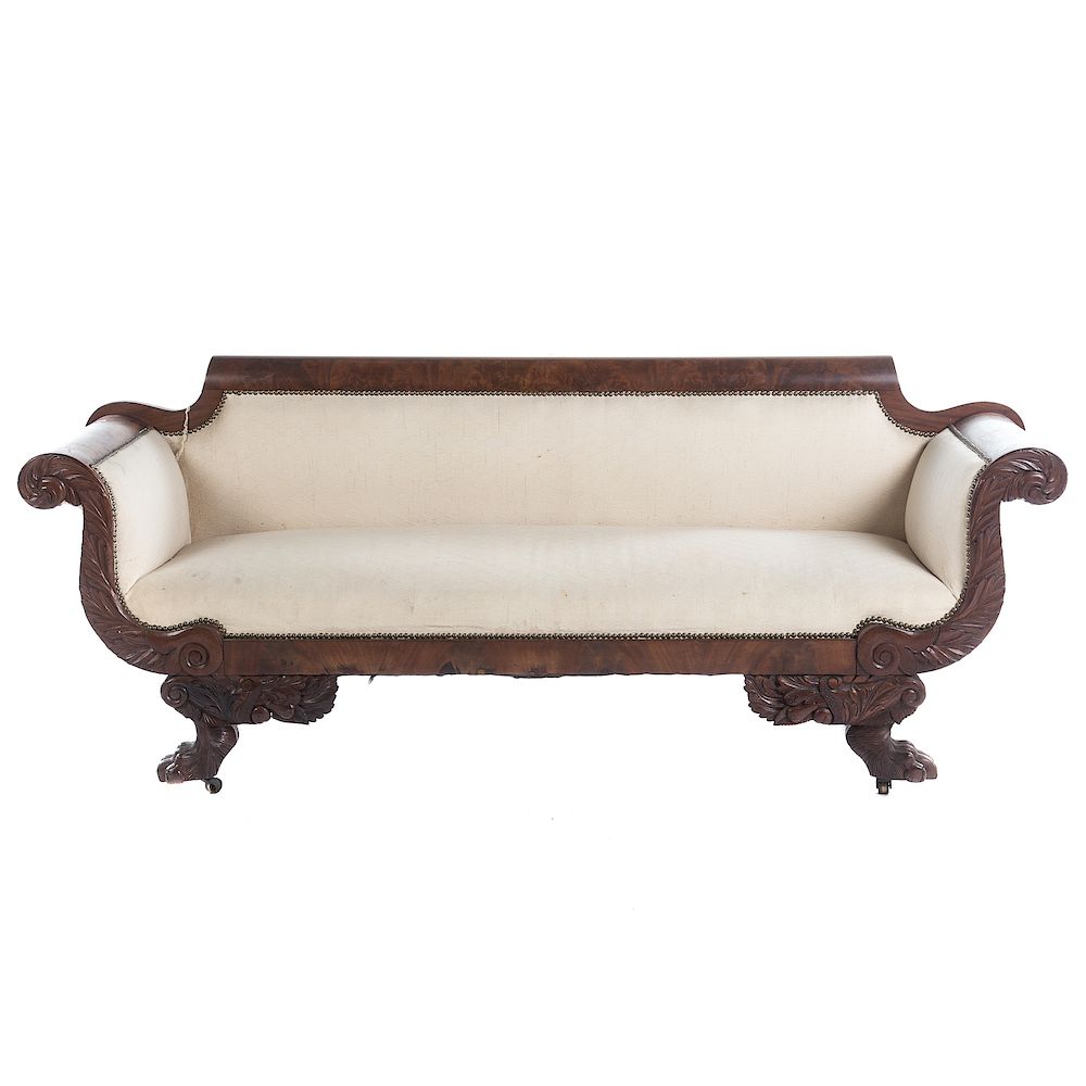 Appraisal: Classical Mahogany Upholstered Settee Philadelphia or New York first quarter