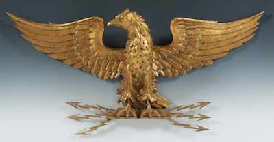 Appraisal: A Gilt Wood Eagle Wall Ornament Marked on the back