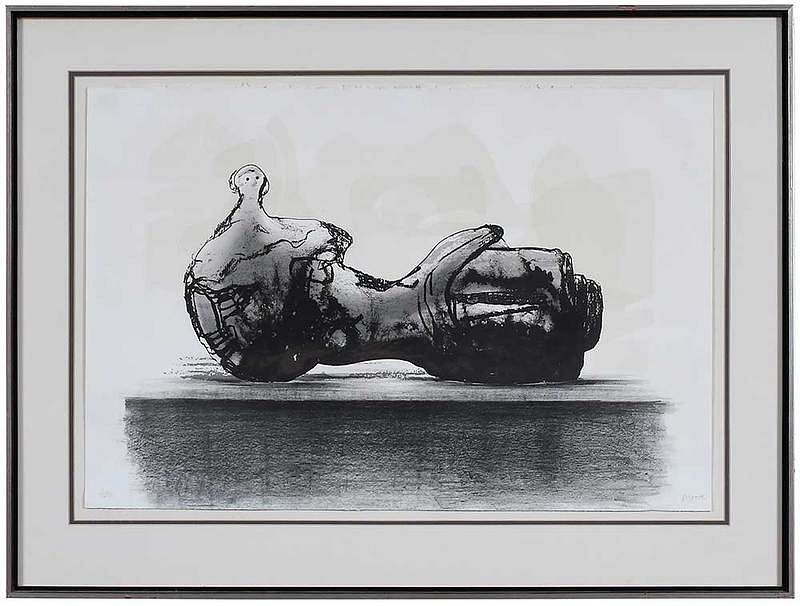 Appraisal: Henry Moore British - Stone Reclining Figure C edition signed