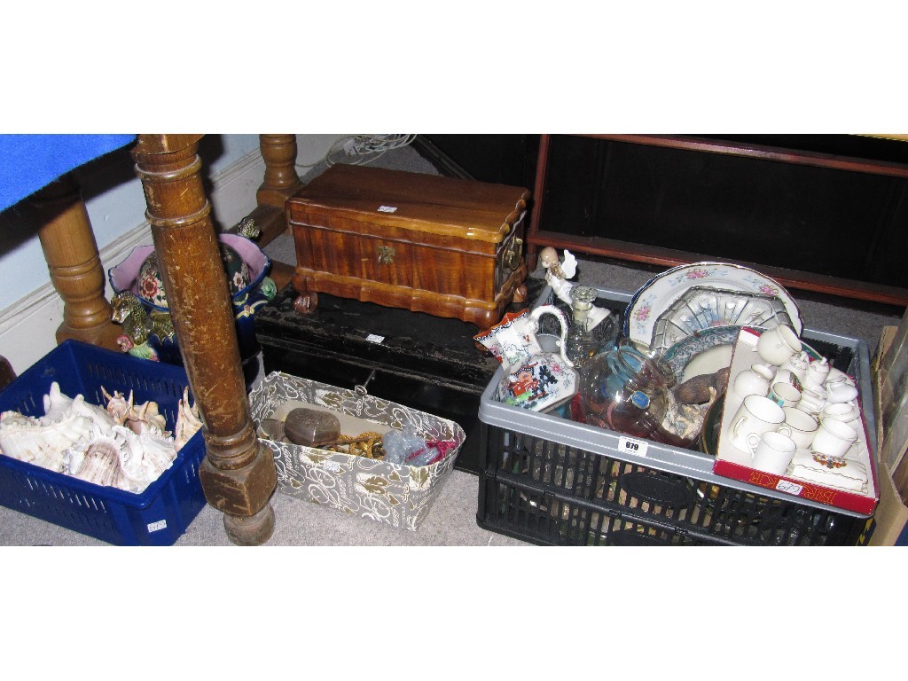 Appraisal: Lot comprising two boxes of bric-a-brac framed pictures boxes planters