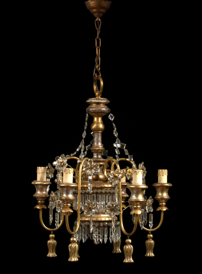 Appraisal: Continental Argente and Giltwood Cut Glass Six-Light Chandelier in the