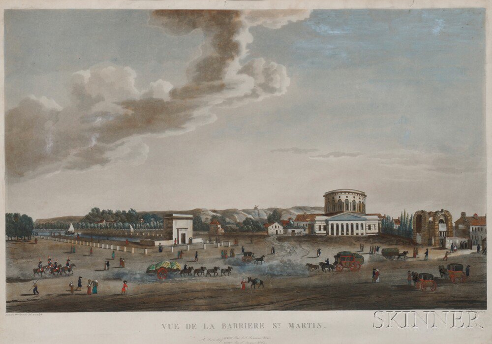 Appraisal: Michel-Fran ois Damane-Demartrais French - Two Hand-colored Aquatints Vue de