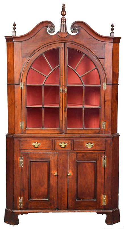 Appraisal: American Chippendale Walnut Corner Cupboard Pennsylvania late th century walnut