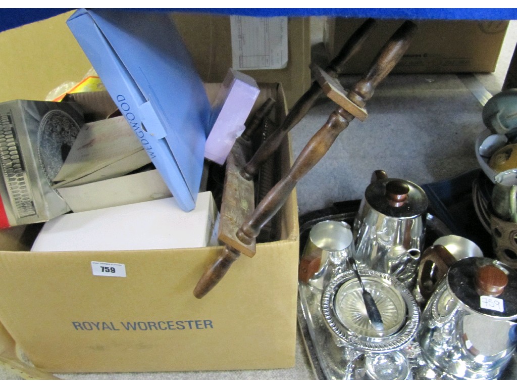 Appraisal: Lot comprising box of bric a brac and a tray