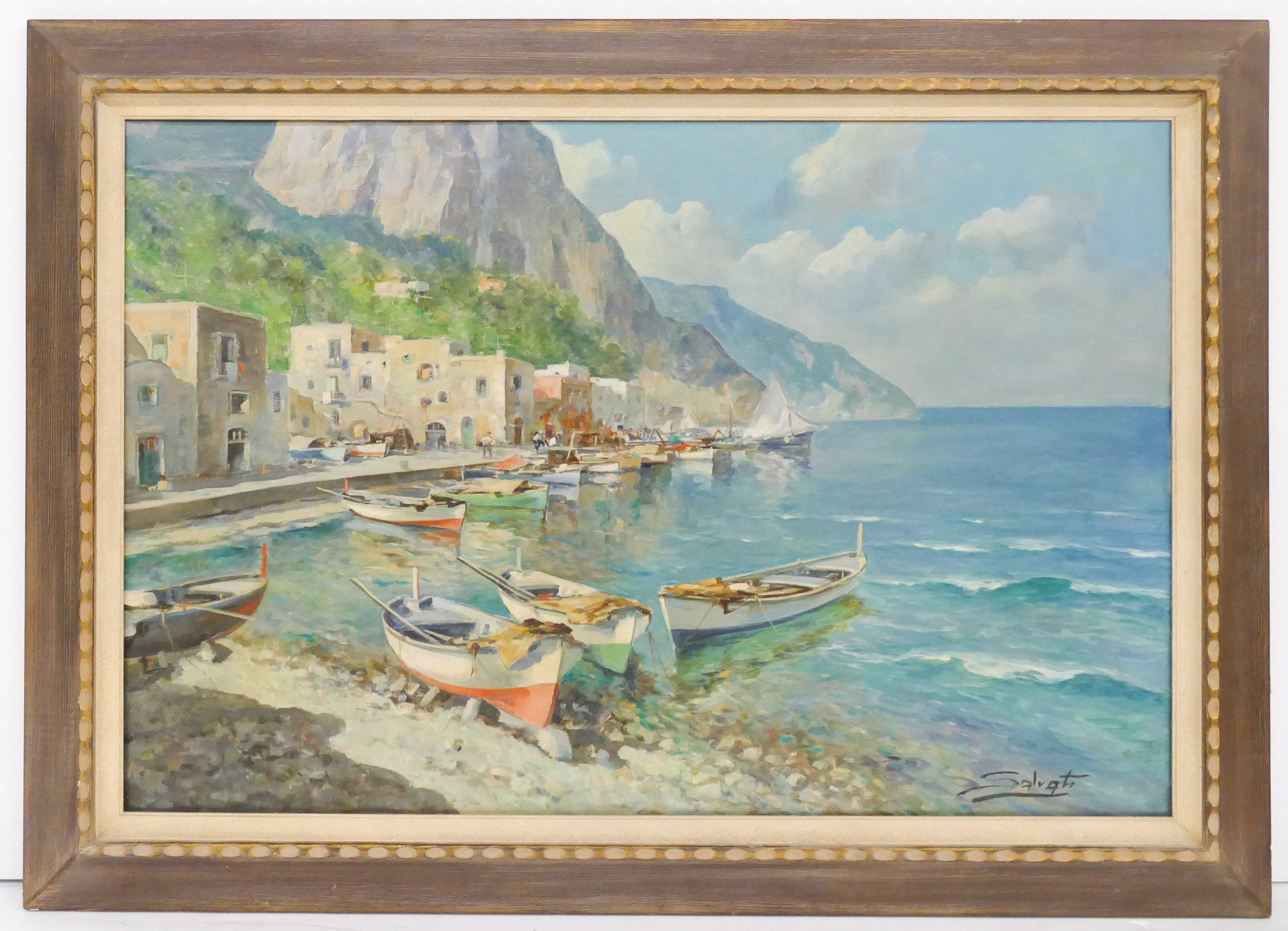 Appraisal: Giuseppe Salvati - Italy 'Boats at Capri' Oil on Canvas