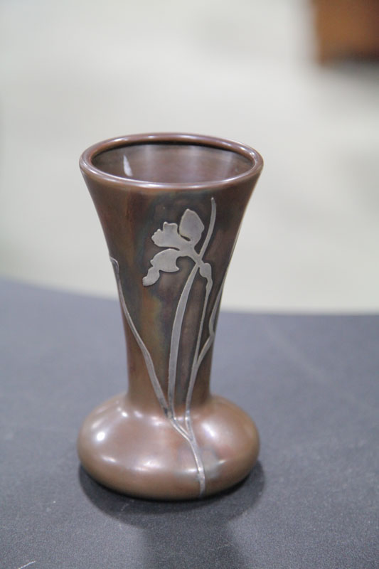 Appraisal: HEINTZ VASE Sterling on bronze vase having floral and foliate