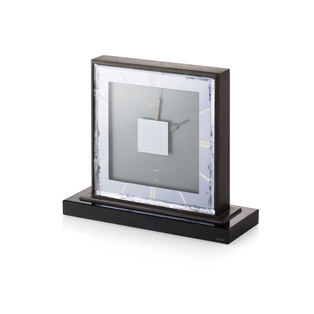 Appraisal: JAEGER-LECOULTRE ART DECO DOUBLE-SIDED DESK CLOCK CIRCA patinated metal mirrored