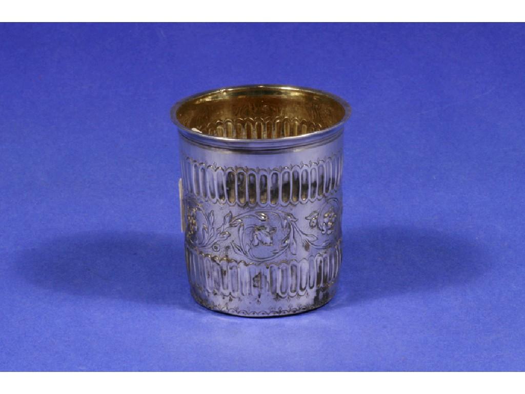 Appraisal: A LATE VICTORIAN CONTINENTAL BEAKER of can form chased with