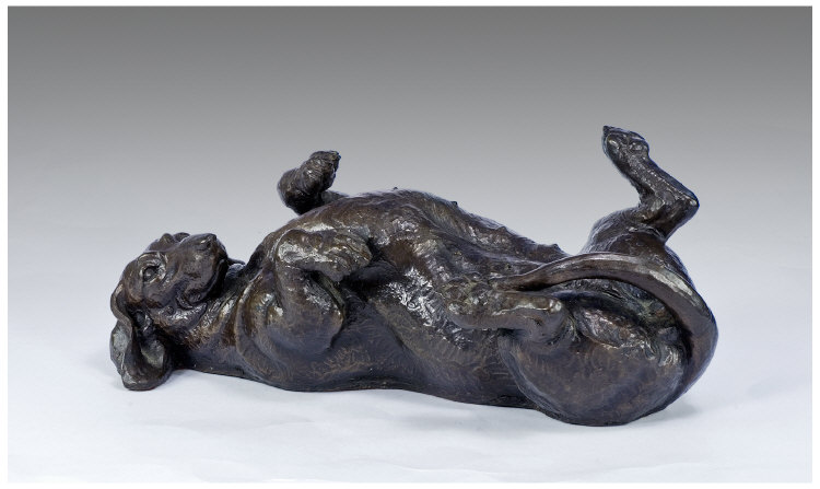 Appraisal: Playful Dog Resin Figure 'Lying on Back' realistically modelled inches