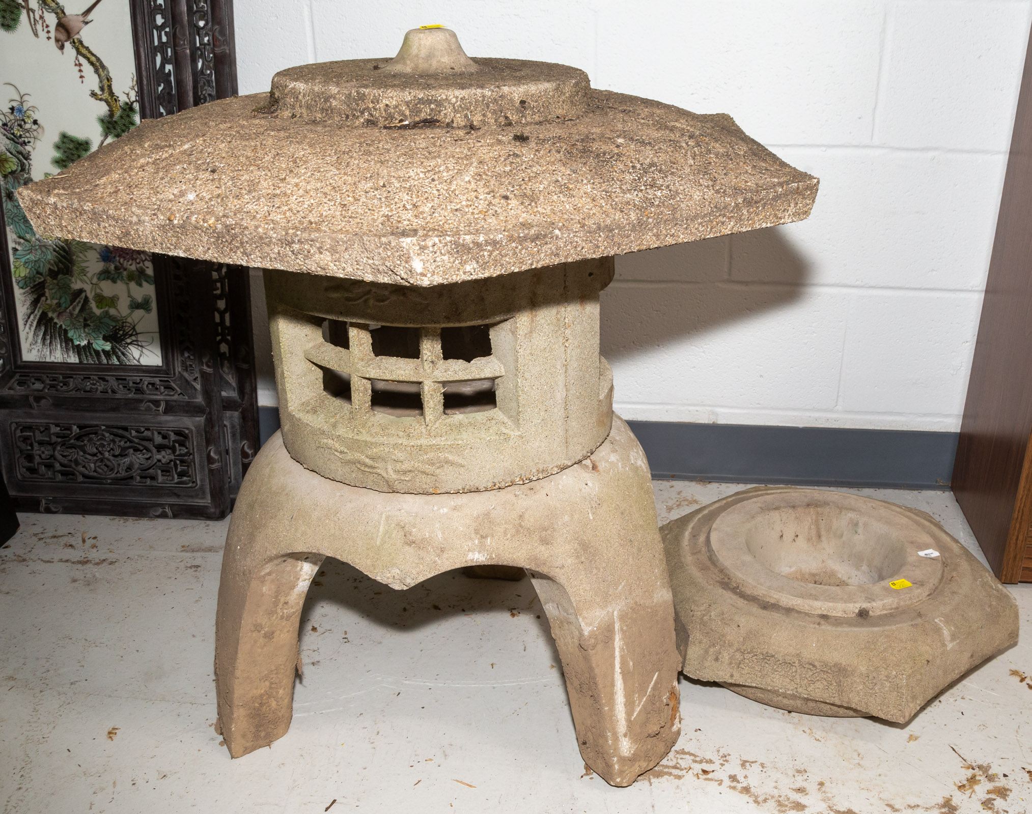 Appraisal: JAPANESE STYLE CONCRETE GARDEN LANTERN th century approximately in H