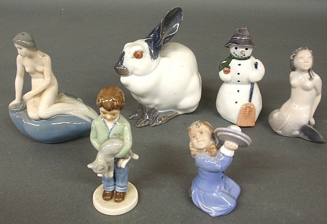 Appraisal: - Six Royal Copenhagen figures largest of a bunny h