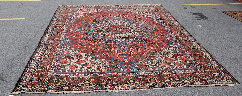 Appraisal: Large Antique And Finely Hand Woven Heriz Style Carpet A