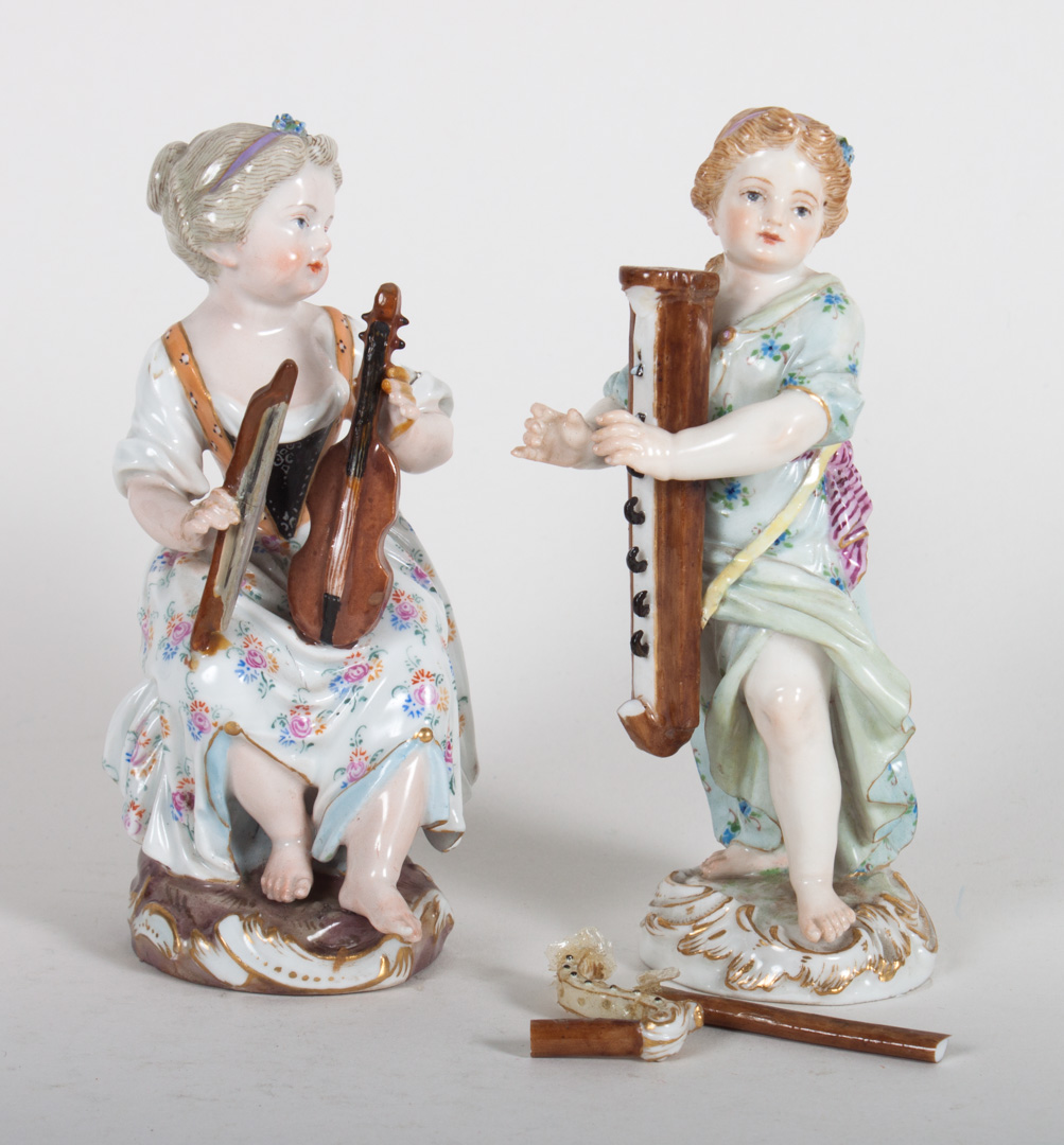 Appraisal: Two Meissen porcelain figures of girl musicians th century each