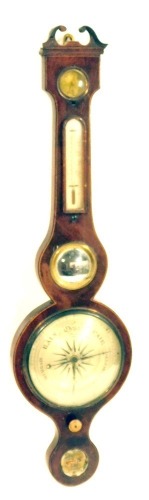 Appraisal: A thC mahogany wheel barometer by Bregazzi Bridlesmith Gate Nottingham