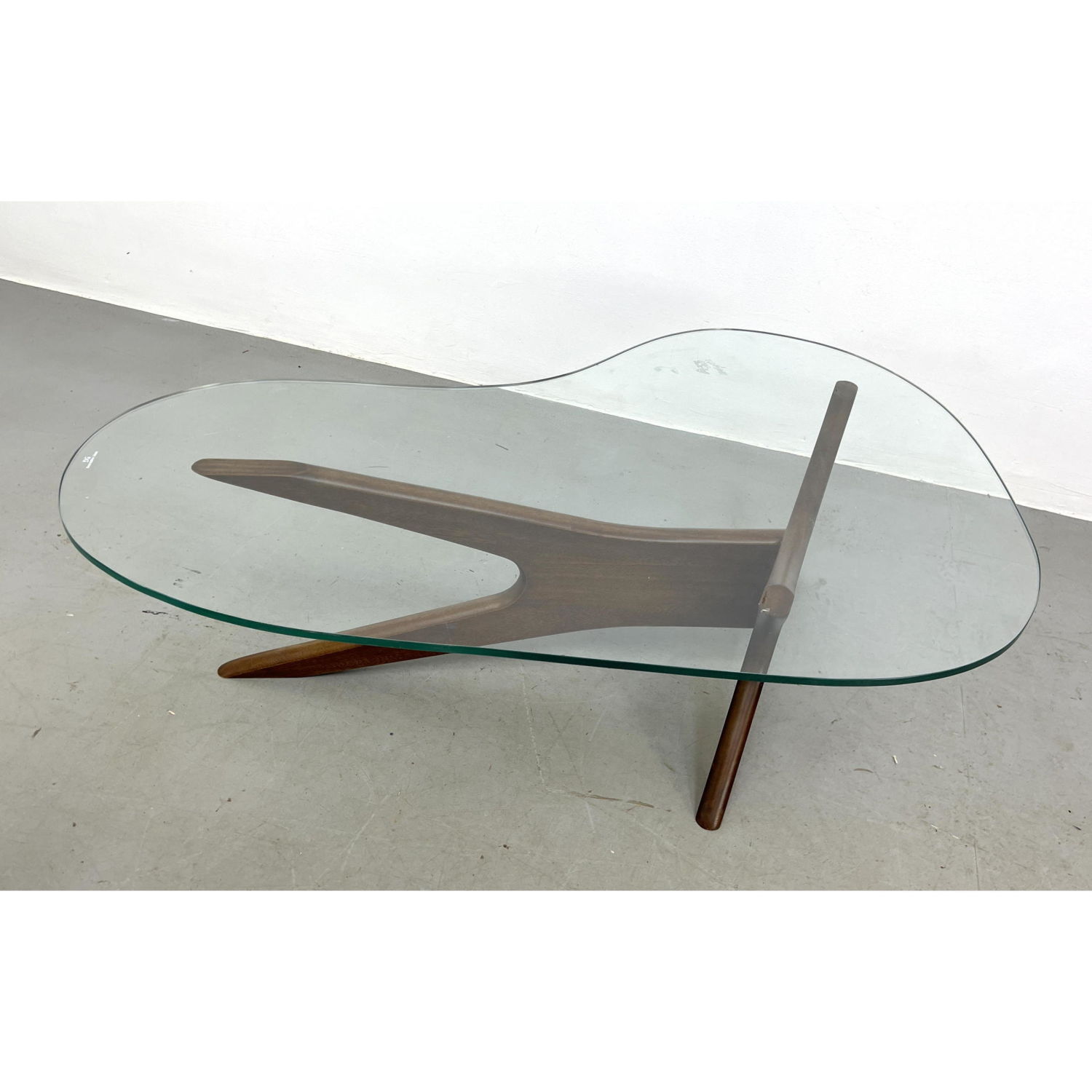 Appraisal: ADRIAN PEARSALL style kidney shaped glass top coffee cocktail table