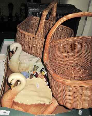 Appraisal: Collection of various pottery to include Swan Planters Kirkam Crown