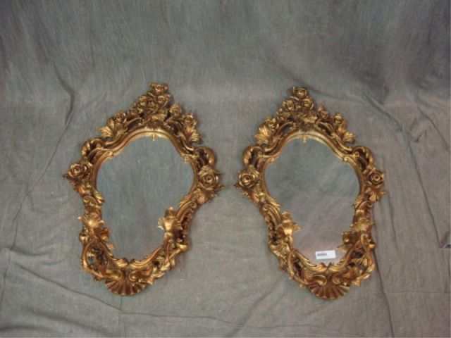 Appraisal: Pair of Gilt Mirrors Sconces Dimensions x