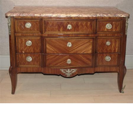 Appraisal: Louis XVI Style Gilt-Metal Mounted Inlaid Walnut and Mahogany Commode