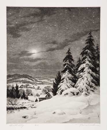 Appraisal: RONAU W WOICESKE Group of etchings Moonlit Valley Full Moon