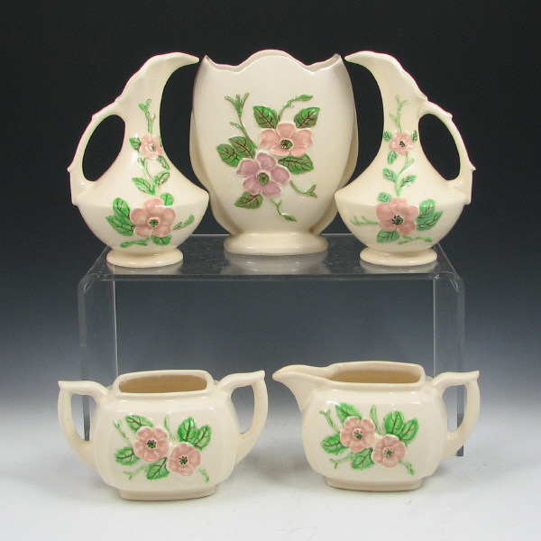 Appraisal: Hull Rosella - Pitchers Creamer Sugar Vase Lot of five