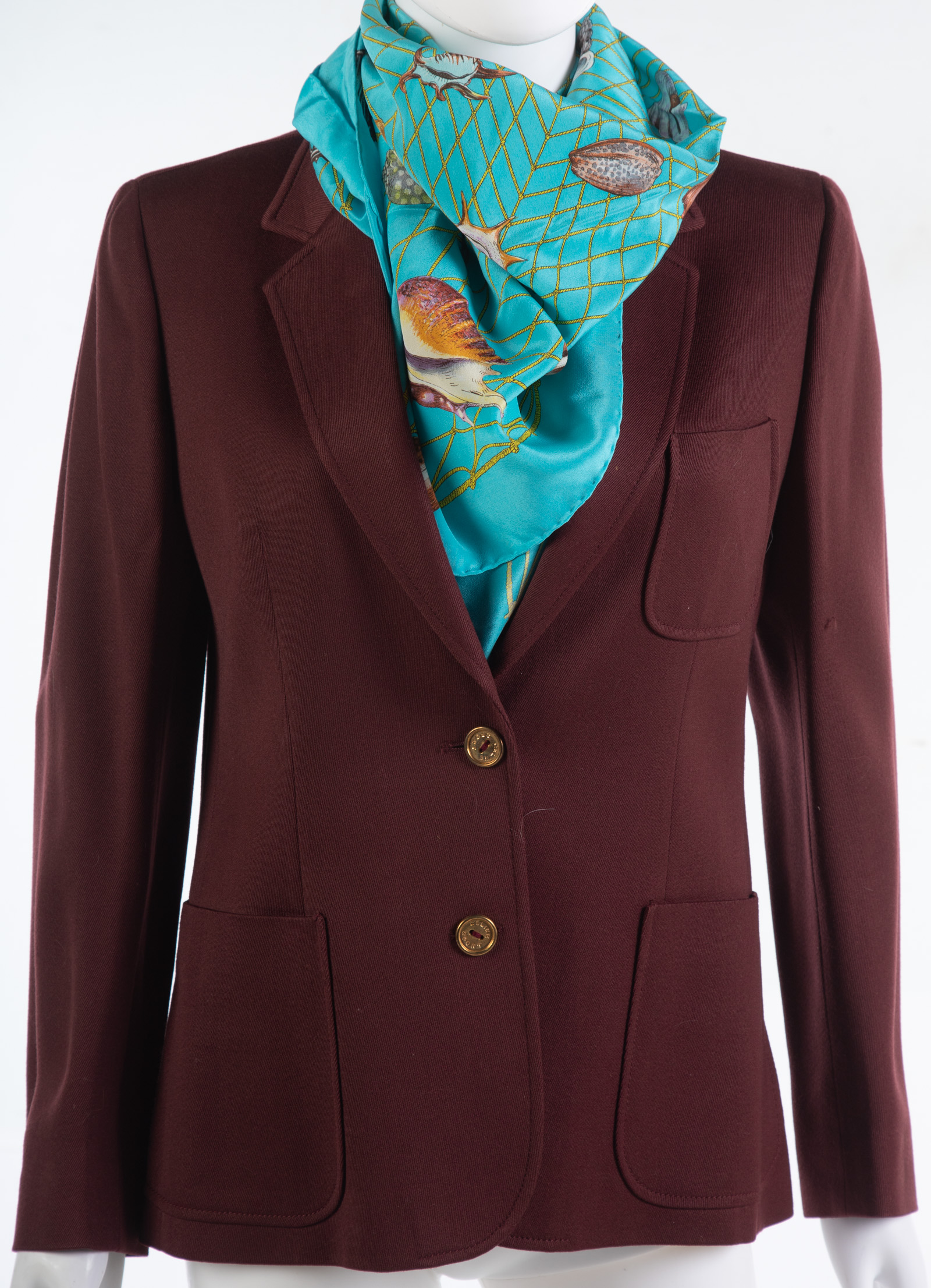 Appraisal: CELINE DESIGNER WOOL JACKET AND SCARF the jacket size with