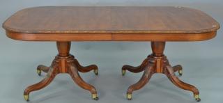 Appraisal: John Widdicomb Georgian style dining table mahogany banded inlaid double