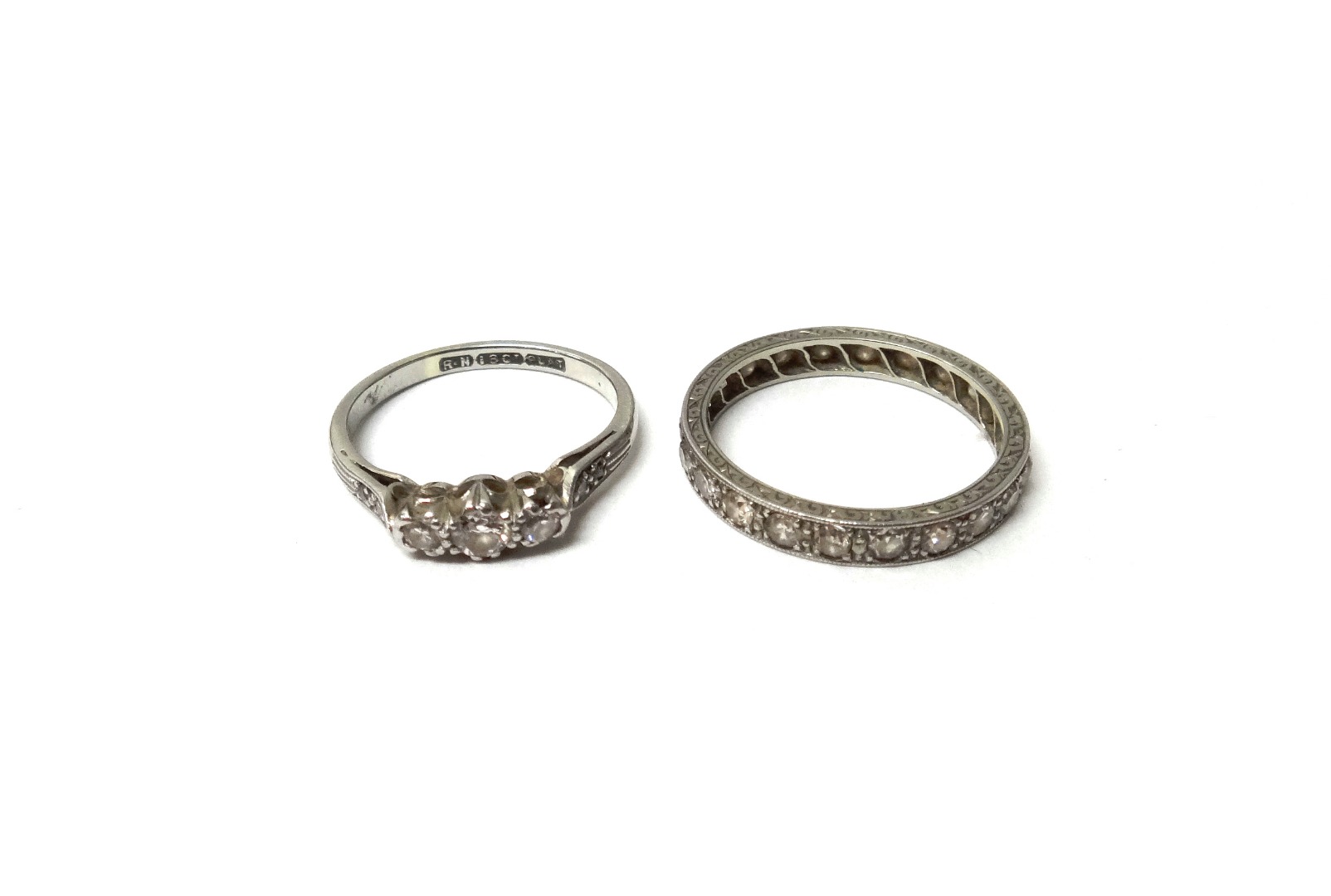 Appraisal: A white gold and platinum diamond set full eternity ring