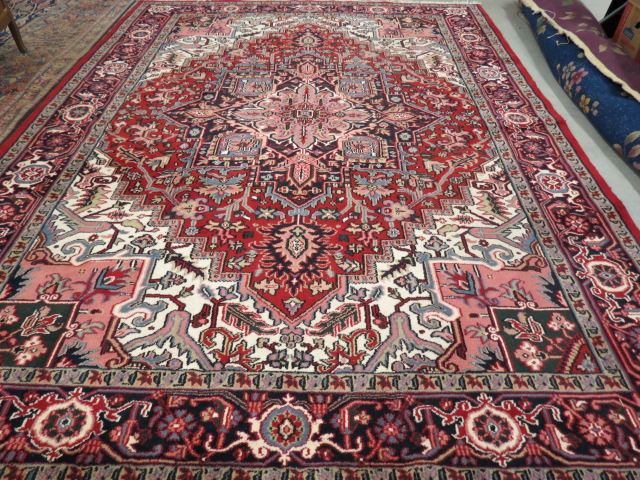 Appraisal: Heriz Persian Handmade Room Size Rug grand central medallion fine