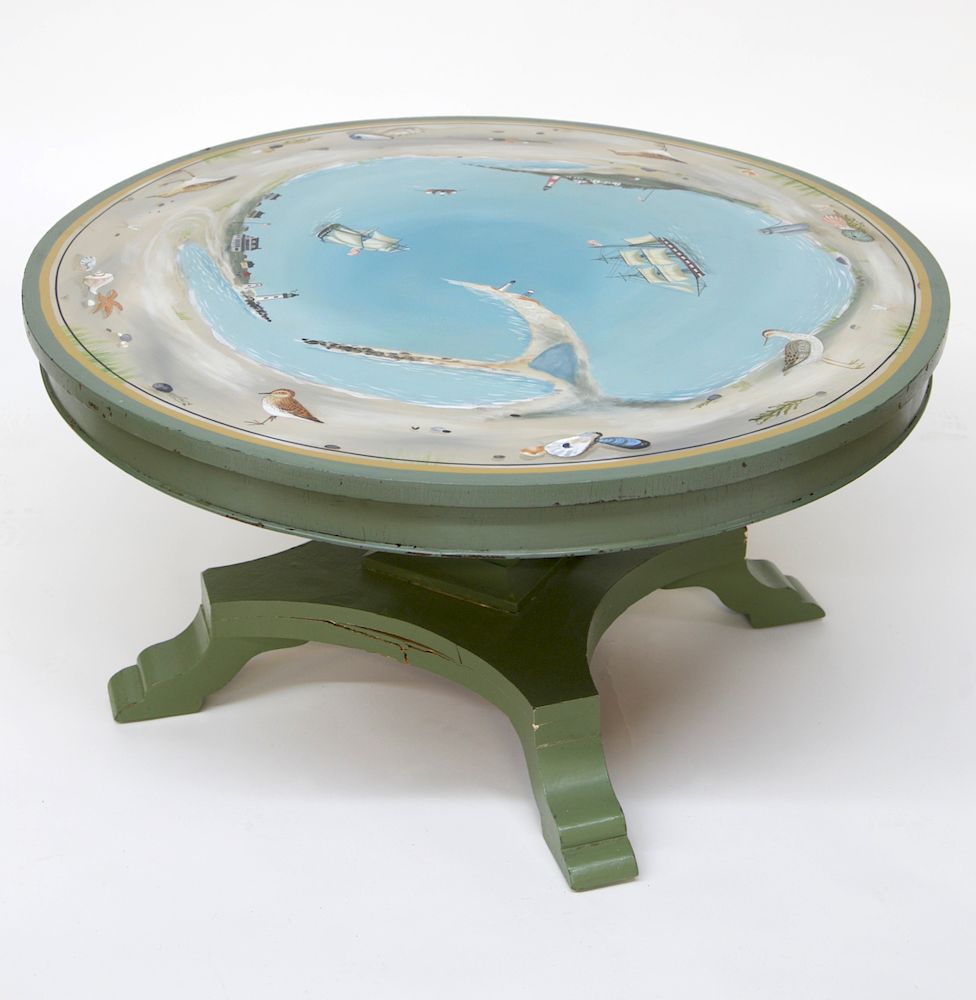 Appraisal: Nantucket Decorated Low Cocktail Table - Attributed to Martha Cahoon