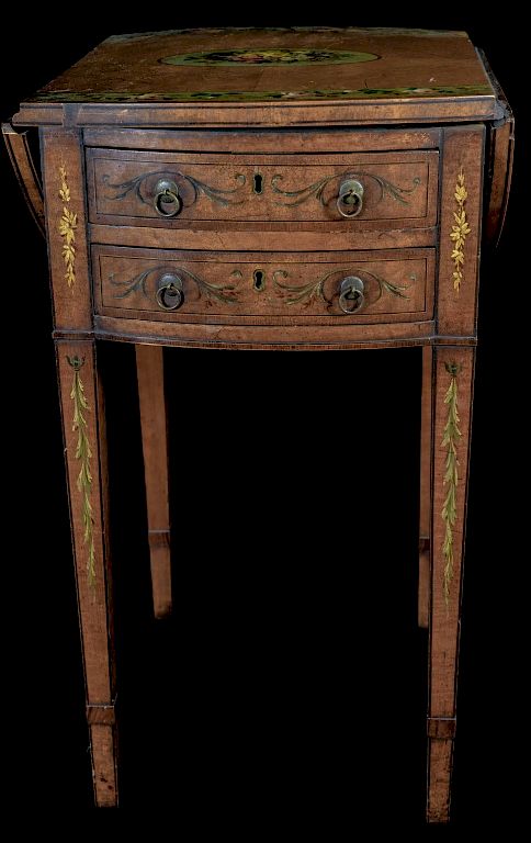 Appraisal: Adams Paint Decorated Hepplewhite Stand Early Th Century With Two