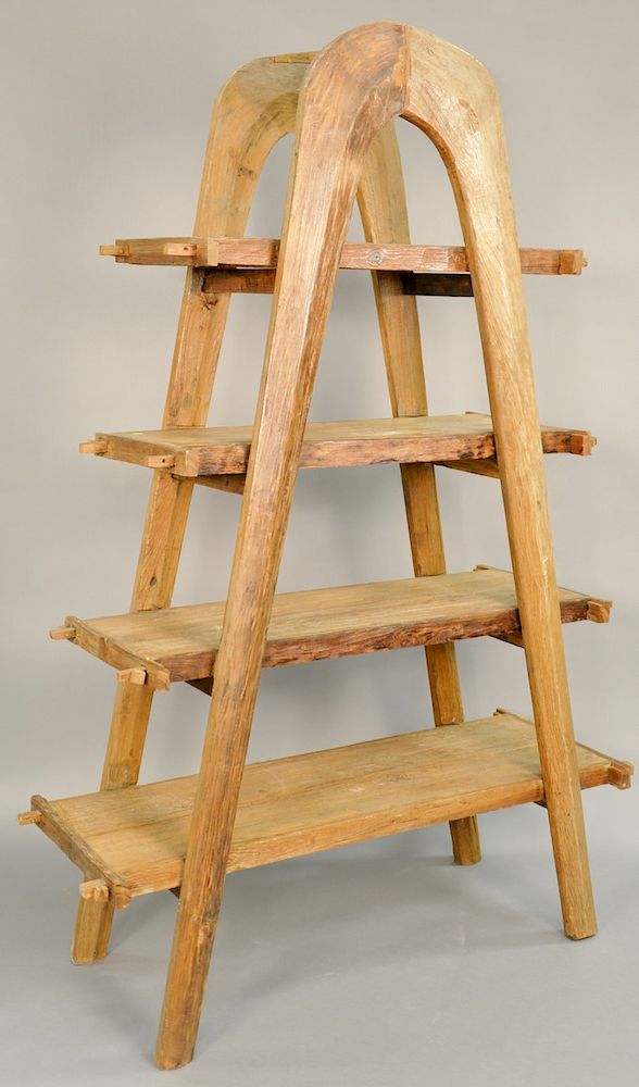 Appraisal: Rustic custom bookshelf etagere ht in wd in Rustic custom