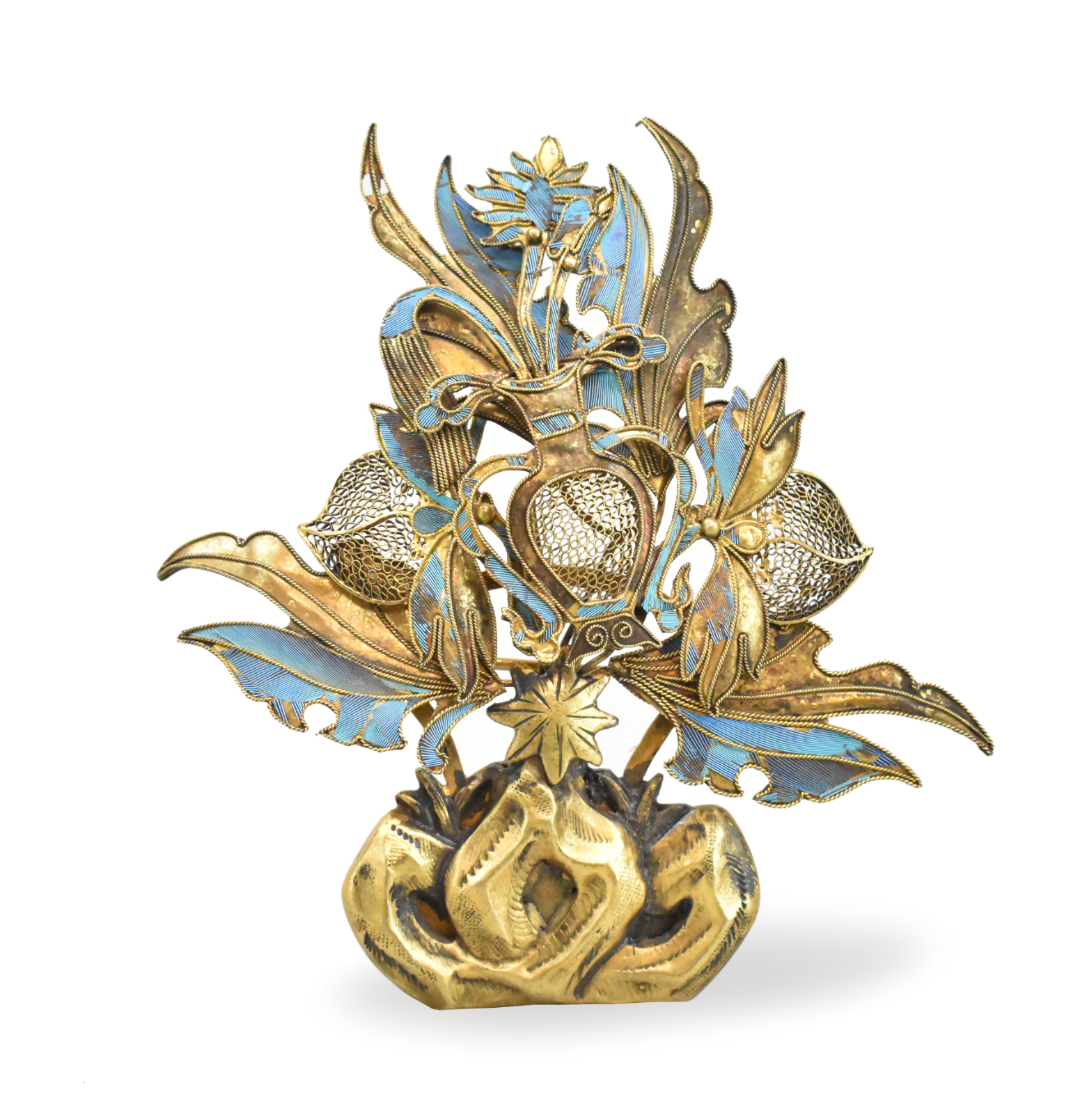 Appraisal: A Chinese gilt bronze brooch with kingfishers dating from the