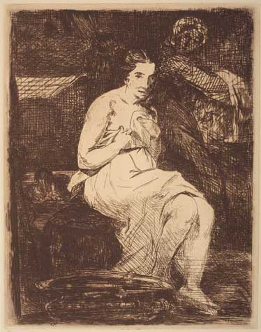 Appraisal: DOUARD MANET La Toilette Etching printed in dark brown on