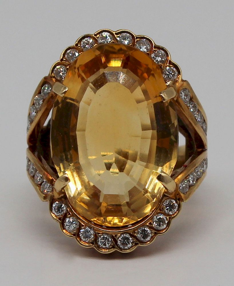 Appraisal: JEWELRY kt Gold Citrine and Diamond Ring kt yellow gold