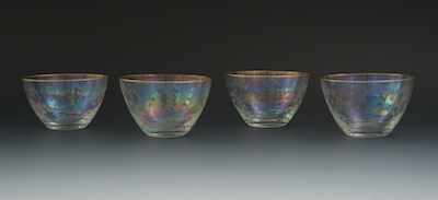 Appraisal: Four Etched Glass Finger Bowls Each apprx - D x