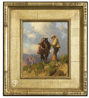 Appraisal: Bill Anton ''Morning on the Rim'' cowboy cinching a horse