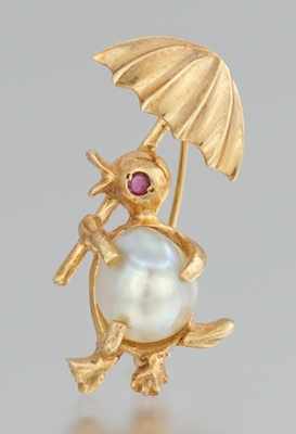 Appraisal: A Whimsical Duck Brooch k yellow gold brooch in the