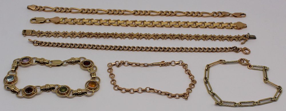 Appraisal: JEWELRY Grouping of Gold Bracelets Includes a kt gold link