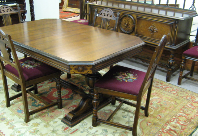 Appraisal: EIGHT-PIECE WALNUT AND MAHOGANY DINING SET Berkey Gay Furniture Co