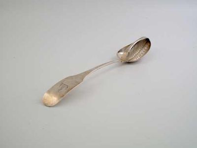 Appraisal: A George III Irish fiddle strainer spoon with a slotted