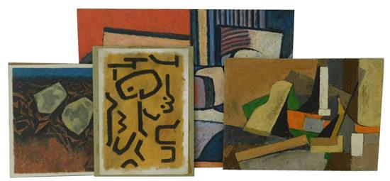 Appraisal: Alan Tompkins American - four works of art cubist style