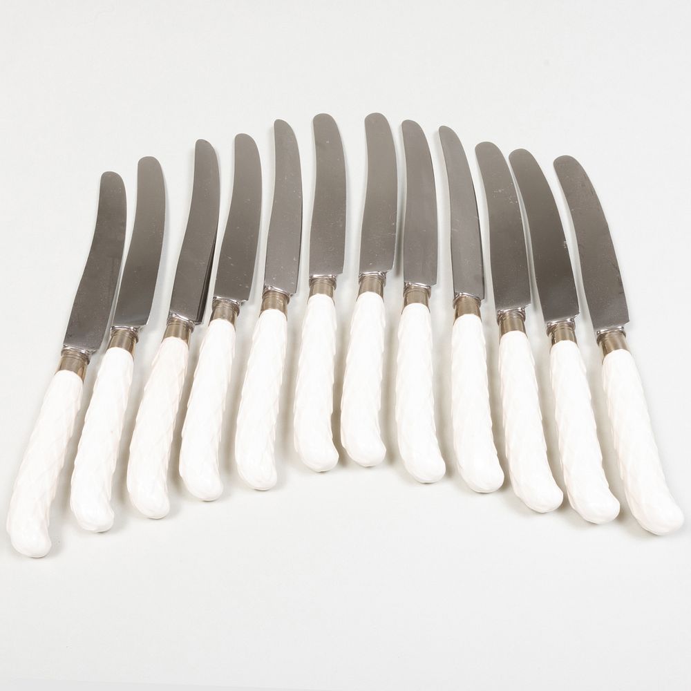 Appraisal: Set of Twelve English Porcelain Handled Knives After Syrie Maugham