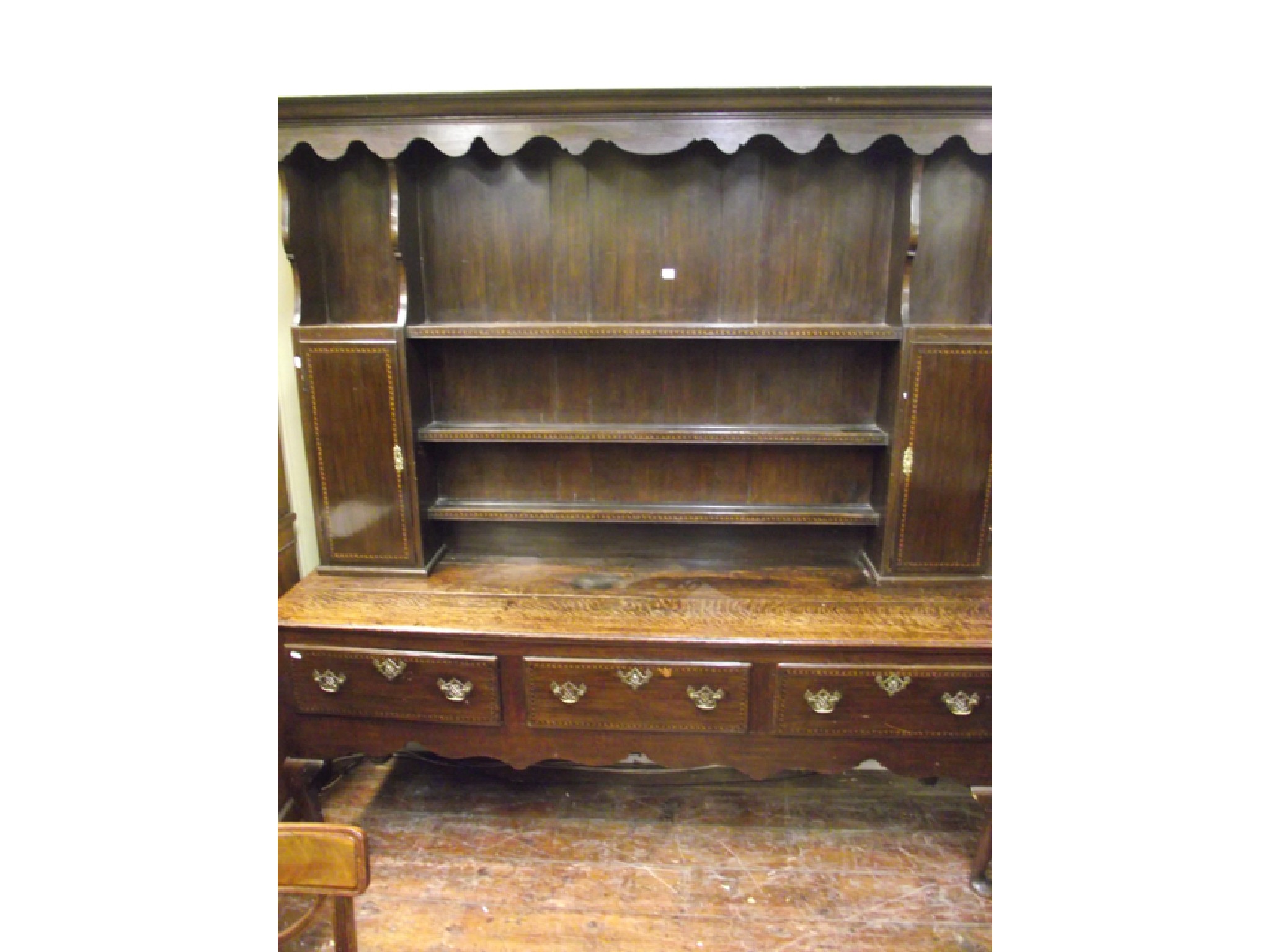 Appraisal: An early th century oak dresser the base fitted with