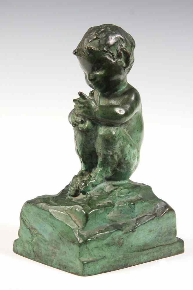 Appraisal: BRONZE SCULPTURE - Pan Child by Edith Barretto Parsons NY