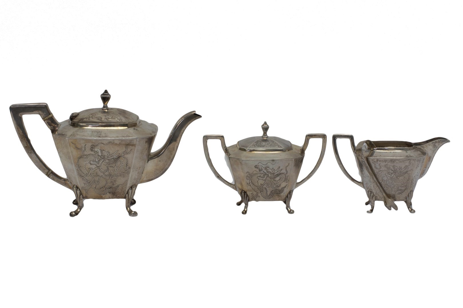 Appraisal: A Chinese three piece tea set comprising a teapot a