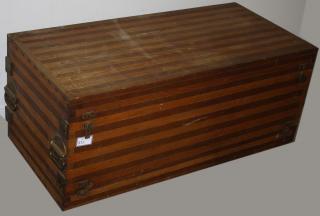 Appraisal: Th C Wardrobe Trunk Late th c heavy wardrobe trunk