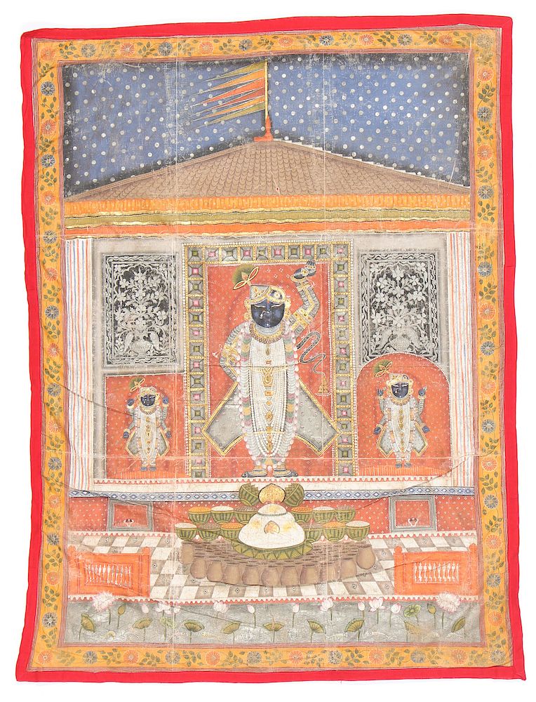 Appraisal: Indian Pichwai Painting on Cloth Rajasthan Indian Pichwai Painting on