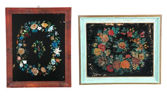 Appraisal: TWO TINSEL PICTURES American late th century Large floral wreaths