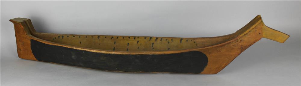 Appraisal: PACIFIC NORTHWEST COAST CARVED CEDAR CANOE MODEL NOOTKA ca yellow