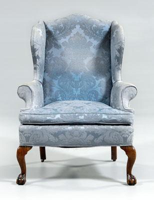 Appraisal: Chippendale carved walnut wing chair arched crest and rolled arms